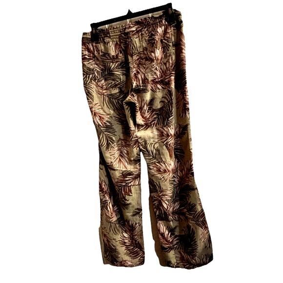CALI 1850 Linen Blend Palazzo Pants Size Medium Tropical Leaf Print Beach Cruise - Picture 4 of 8